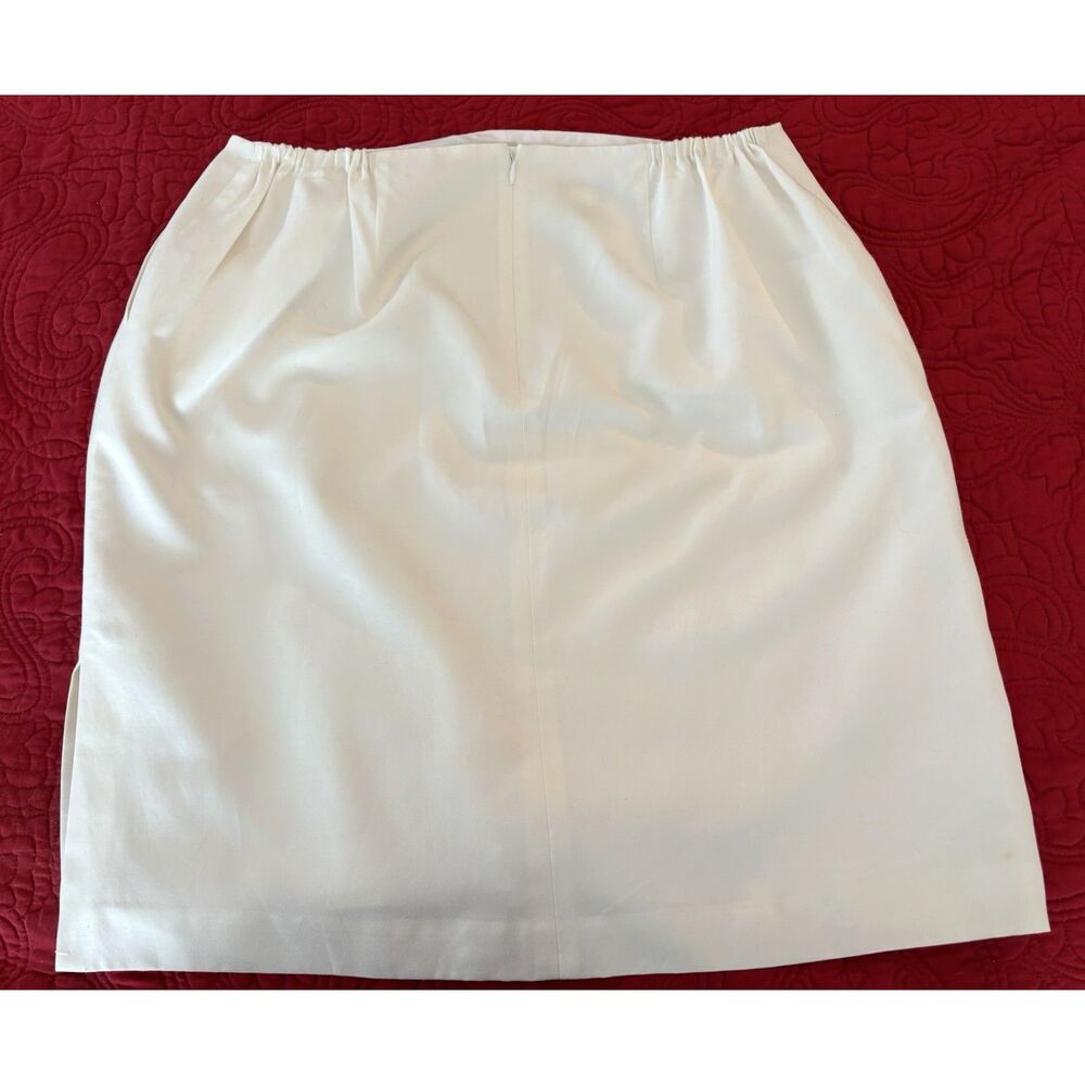 NWT Talbots Silk Cotton Blend Lined Straight Skirt  Side Slit in Cream 18W